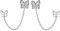 Reffeer Boucles d'oreilles à tige en argent sterling 925 avec double trou en oxyde de zirconium et deux papillons pour femme et adolescente, Métal, Zircone cubique