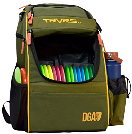 DGA TRVRS LT Disc Golf-Rucksack – leichte Tasche für 20+ Scheiben – komfortable ergonomische Gurte – wasserabweisende Unterseite – Puttertaschen oben & Ausrüstungsaufbewahrung – strapazierfähige
