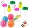 OMIGA 70 Stücke Cocktail Dekoration Drink Dekoration Spieße 3D Flamingo Ananas Papier Palme Geeignet für Partys Geburtstagsbars Getränke Usw (Mehrfarbig)
