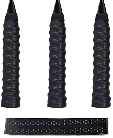 ILLUVA 3 Stück Tennisschläger Griffband Anti-Rutsch, Badminton Griffband Overgrip, Squash Ersatzschlägergriffe(Schwarz)