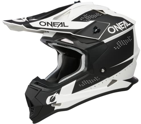 O'NEAL | Motocross-Helm | MX Enduro | ABS-Schale, Lüftungsöffnungen für optimale Kühlung | 2SRS Helmet SLAM V.23 | Erwachsene | Schwarz Weiß | Größe L (59/60 cm)