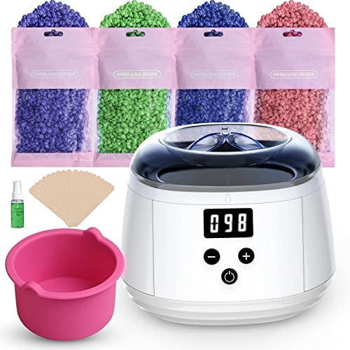 Wachs Haarentfernung Wachswärmer Heisswachs Wachsgerät, Urbuti Warmwachsgerät Wachserhitzer Wachs Kit Set mit 4 Verschiedene Aromen Bean und 30ml Vorbehandlungslosion