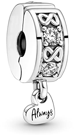 LaMenars Infinity & Herz-Clip Charm 925 Sterling Silber Perlen passend für Armbänder, Halloween Geburtstag Schmuck Geschenke Frauen Mädchen