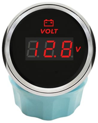 ELING 52 mm (2 Zoll) Volt Messgerät 8–32 V Universal Voltmeter mit roter Hintergrundbeleuchtung wasserdicht für Autos Boote
