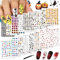 BASIFA 18 Blätter Nagelsticker, Halloween Nagelsticker Selbstklebend Kürbisfledermaus Geisterhexe Schädel Kratzer Nageldesign Nail Sticker Nagelaufkleber für Frauen Mädchen und Kinder Nagelkunst
