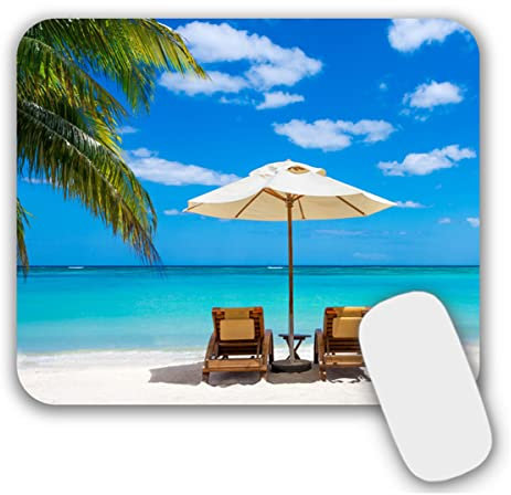 AOKSUNOVA Mauspad Klein Kleines Mousepad mit Motiv Mousepad 240 x 200 mm Strand Blau