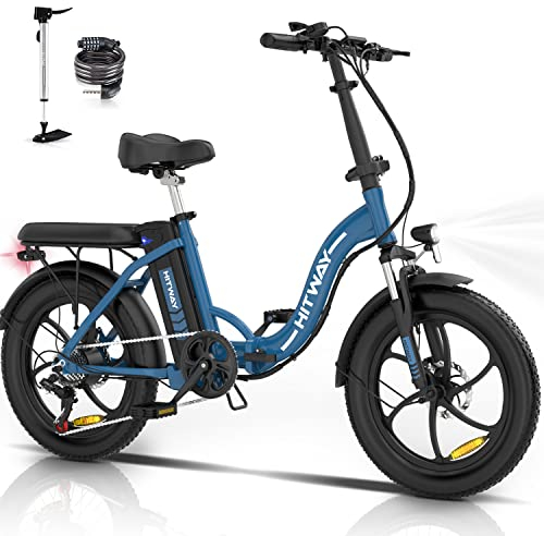 HITWAY E-Bike Vélo électrique 20 Pouces Fat Tire Pliant, 250W Moteur, 36V/12Ah Batterie au Lithium, Autonomie maximale 35-90 km