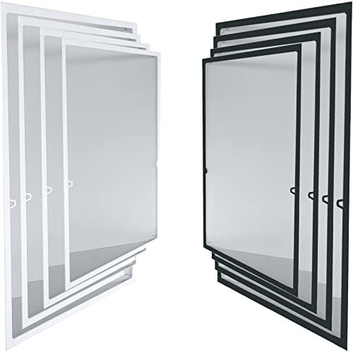 Grafner Fliegenschutzgitter für Fenster, mit Alurahmen, 120 x 140 cm, ohne Bohren oder Schrauben, individuell zuschneidbar, slim Fliegengitter Fliegenschutz Insektenschutz Moskitonetz Weiß