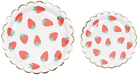 MaitianGuyou Platos desechables para fiesta, paquete de 40 platos de papel de 9 pulgadas y 40 platos de postre de 7 pulgadas para cumpleaños, fiesta, jubilación, aperitivos, boda, baby shower (fresa