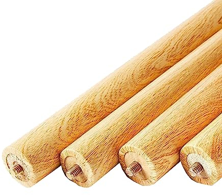 LQSXJGRT Patas de Muebles de Madera Maciza 40 cm 4 Piezas Patas de Madera para Mesa Cónicas Patas de Repuesto con Placa de Montajepara Cama Sofá Mesa de Comedor,60cm