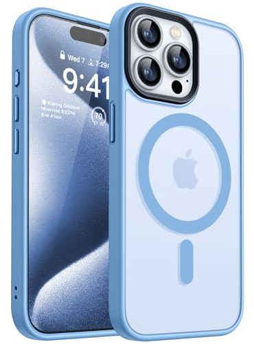 CANSHN Magnetisch für iPhone 15 Pro Hülle für MagSafe [TOP Magnetische Adsorption] [Militärschutz] Schutzhülle Samtige Touch Matt Anti-Kratzen Handyhülle iPhone 15 Pro Case, Himmelblau