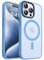 CANSHN Cover Magnetica Opaca per iPhone 15 Pro, [Compatibile con MagSafe] Custodia Traslucida Opaca Protettiva Sottile Antiurto - Azzurro