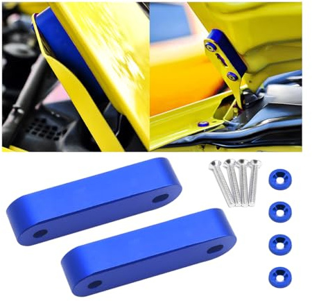zipelo Car Hood Spacer Riser Kit, Aluminum Alloy Front Hood Vent Spacer Modification Kit, Car Hood Vent Spacer Riser Bolts Washers, Car Replacement Accessories Compatible with Most Cars (Blue)