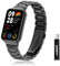 LanQii Armband Kompatibel mit Xiaomi Smart Band 8 Pro/Xiaomi Band 8 Pro, Edelstahl Metall Ersatz Uhrenarmband Damen Herren Ersatzarmband für Xiaomi Band 8 Pro -Schwarz