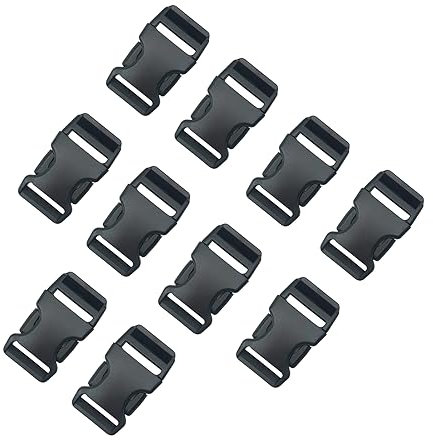 10PCS Plastic Buckles for Straps 3/4 Inch Side Release Buckles 1 Inch Ladder Lock Buckles Ladder Slider Buckles for Backpack, 1'' Black Buckles, 1''