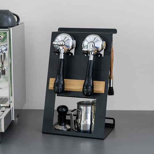 FLATE® Barista Stand: Station für Barista Zubehör mit Siebträgerhalter (Schwarz)