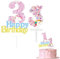 Happy 3rd Birthday Unicorn Cake Topper & Candle Set, Cupcake Toppers, Cake Decorations for Girls' 3rd Birthday Unicorn Theme Party