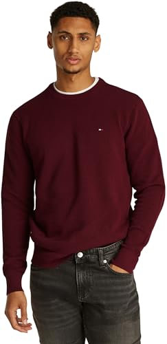 Tommy Hilfiger Herren Pullover Essential Structure Crew Neck Regular Fit, Rot (Deep Rouge), XXL