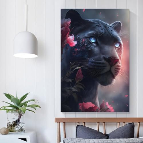 Kunstdruck „The Pink Black Panther“, Leinwand-Wandkunst, Bilder für Wohnzimmer und Schlafzimmer, Drucke für besondere Anlässe, 50 x 75 cm