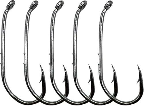 100pcs Bait Holder Fishing Hooks High Carbon Steel Black Nickel with 2 Barbs Fish Hooks Walleye Rig Live Bait Hooks Size: 1#-12# (1#-100pcs)