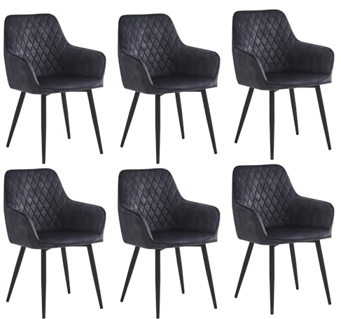 Colenis® - Beverly Esszimmerstuhl - 6er Set - Anthrazit - Adoré Velvet - Design