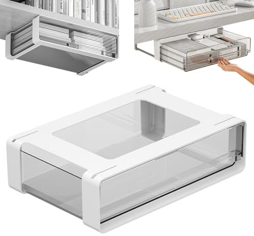 Jorzer Tiroirs Coulissants - Adhésifs sous l'Armoire, l'Étagère et le Bureau - Tiroir Transparent en Plastique