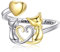 YFN Katze Ring 925 Sterling Silber Verstellbarer Ring Niedlicher Tier Schmuck Geschenk für Damen