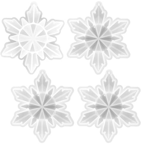 cobee Weihnachten Schneeflocke Harz Formen Silikon, 4 Pcs 3D Schneeflocke Gießen Formen Weihnachten Ornament Harz Formen DIY Harz Handwerk für Weihnachtsbaum nach Hause hängende Ornament