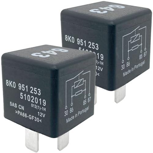 643 Relay (2-Pack) 12V 30A 4-Pin SPST Automotive Power Relay Compatible with Audi A4 A5 Q5 Q7, VW Golf Jetta Passat, Replacement for 8K0951253 - Reliable Fix for Fuel Pump & Ignition Problems