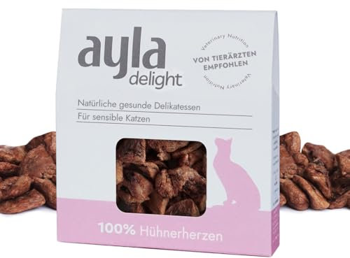 AYLA Premium Gefriergetrocknetes | 5X Bundle Proteinreiches Katzenleckerlis | Vital-Booster für Fell & Muskulatur | Für Kitten & Erwachsene Katzen (140g, Hühnerherzen)