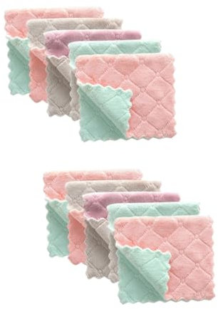 FRCOLOR 10 Piezas paño de Cocina sin Pelusa paños de Cocina de Microfibra paño de Cocina de Color sólido bayeta limpiacristales Trapo para Fregar Platos paño de Cocina de Microfibra