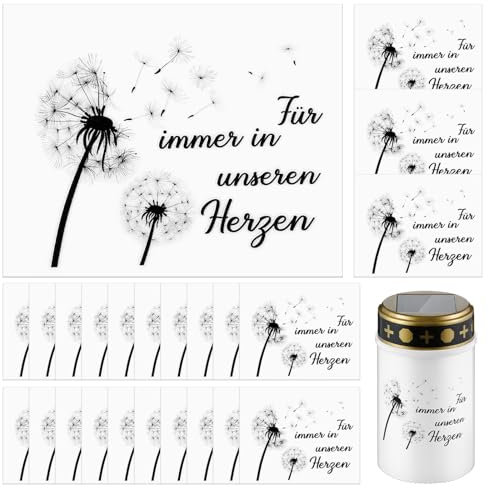 Nezyo 24 Stück Aufkleber für Grabkerzen für Immer in Unseren Herzen Trauer Kerzentattoo Trauerkerzen Folie Kerzenaufkleber Kerzen Dekorieren Kerzensticker Kerzen Erinnerung Gedenklicht Kondulenz