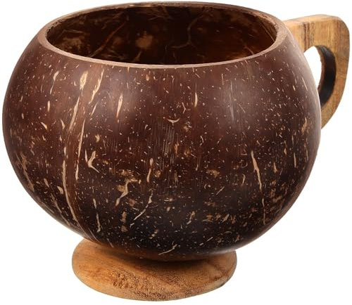 Tsffae Coconut Cup Coconuts Drinking for Cocktail Goblet Cups Hawaiian Party Cups Wine Cups Teacup Water Glasses Coconuts-shell with High Foot Glasses