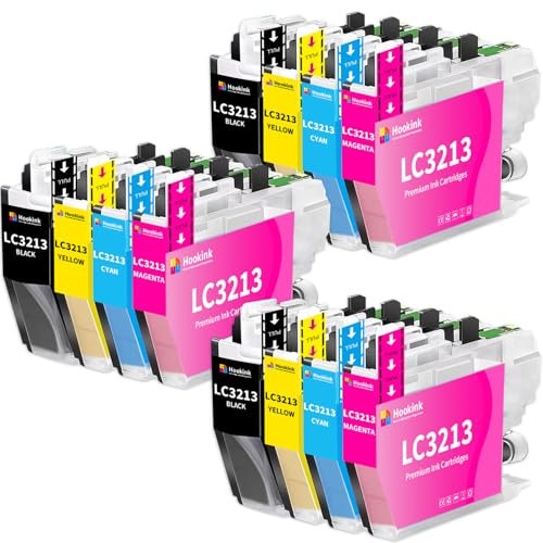Hookink 12er-Pack LC3213 LC-3213 Druckerpatronen Kompatibel für Brother LC3213 LC-3213 LC3211 für DCP-J572DW DCP-J772DW DCP-J774DW MFC-J497DW MFC-J491DW MFC-J890DW MFC-J895DW