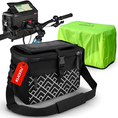 Borgen KLICKfix porta telefono bici – Borsa manubrio idrorepellente e spaziosa 6 L – Borsa manubrio bici elettriche – Porta telefono per bici