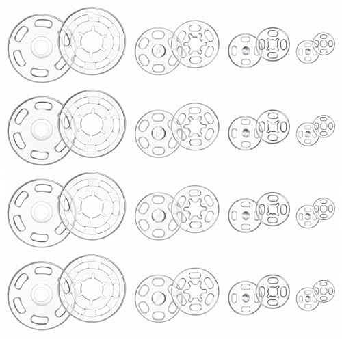 Ymapinc 120 Paar Druckknöpfe Unsichtbare Druckknöpfe zum Annähen Transparente Druckknopf aus Kunststoff für Kleidung DIY-Shirts Kleider(7,5mm,11,5 mm,15 MM,20 MM)