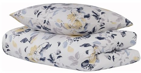 Uncover by Schiesser Bettwäscheset Florina | 2-teilig | Floral | Renforcé | 100% Baumwolle | Oeko-TEX | Reißverschluss | 135X200cm + 80x80cm | Weiß