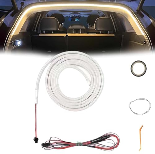 Dynamic Flowing Car Trunk Light Strip, 4M LED-Lichtstreifen für LKW, Auto-Kofferraum Lichtstreifen, Flexible Silikon LED Streifen Licht Für Auto Kofferraum Innenbeleuchtung Dekoration (Warm)