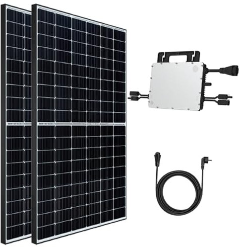 Balkonkraftwerk 1170W Solaranlage Komplettset mit 800W Hoymiles Micro Wechselrichter WiFi, 2X 450W Bifazial Solarmodule Black Frame für Haus Dach Terrasse Garten PV Anlage