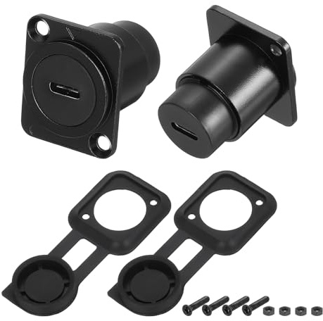 sourcing map 1Pcs Type C Panel Mount Coupler, D-Type USB C Pass Through Connector, 10Gbps Black Bulkhead Extension for Home/Office/Industrial