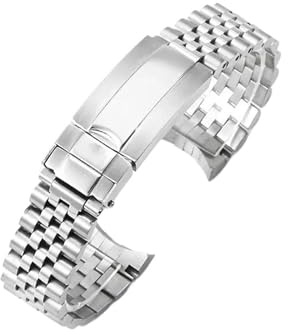 CAWEUER Uhrenarmband aus massivem Edelstahl, kompatibel mit Rolex Refined Belt Log Type Oyster Perpeual Greenwich Type II Strap Men 20 mm