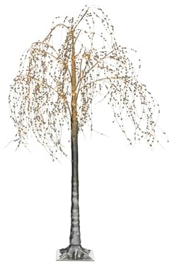 Beliani Albero di Natale da Esterno e Interno con luci LED in PVC 150 cm Argento