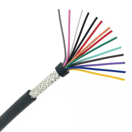 Cavo elettrico a 2 poli, Cavo di controllo schermato da 5 metri 12 conduttori 14 16 0,3 mm,75 1, filo rame(14 Core,0.5mm)