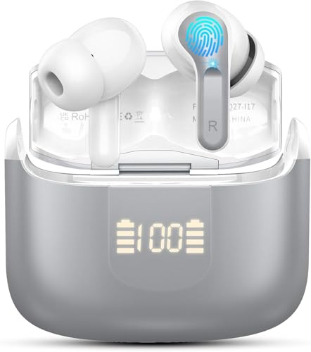 Bluetooth Kopfhörer, 50Std 3D-Stereo Kopfhörer Kabellos Bluetooth 5.4, Tiefer Bass Wireless Earbuds, 4 ENC Noise Cancelling Mic, IP-X7 Wasserdicht in Ear Ohrhörer, 3g Mini USB-C Headphones Sport Gym