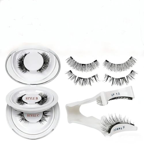Magnetic Eyelashes Kit, 2 Pairs Reusable Magnetic Lashes Natural Look, Magnetic Eyelashes with Applicator, Waterproof No Glue Lashes, Magnetic Eye Lashes Easy to Wear for Beginner