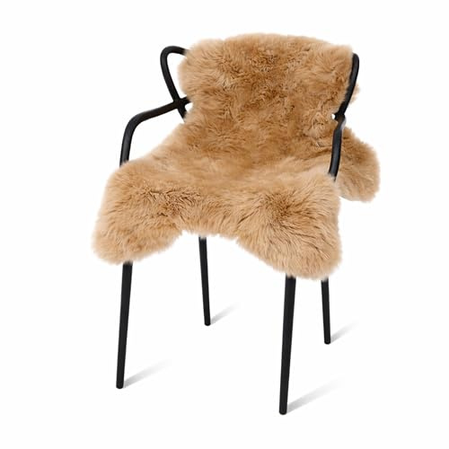 Australian Lammfell Echt Goldbraun 90 x 60 cm, Schaffell Echt, Naturfell | Fell für Stuhl, geruchlos, Lammfell Teppich für das Sofa, Fell, Schaffelle