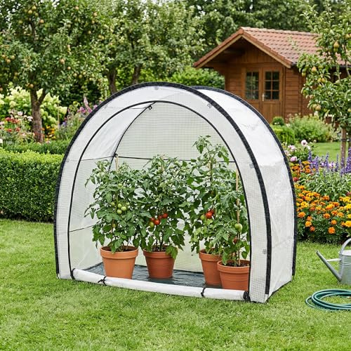 [en.casa] Tomatengewächshaus Larshasas Gewächshaus klein für Tomaten Pflanzen Foliengewächshaus Tomatenhaus Outdoor Folie Zelt 180 x 80 x 170 cm Transparent