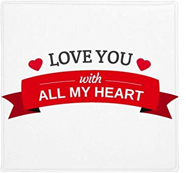 DIYthinker Valentine Love You with All My Heart Anti-Rutsch Boden Pet Matte quadratisch Badezimmer Wohnzimmer Küche Tür 60/50 cm Geschenk, Gesponnenes Polyester, mehrfarbig, 60X60cm