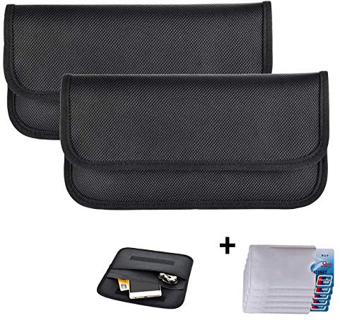 Newseego 2 x RFID Signalblocking Tasche | 5 x RFID-Kreditkartenhüllen, Keyless Go Schutz Autoschlüssel, Faraday-Tasche für Handy Strahlenschutz Tasche Funkschlüssel Abschirmung Auto Blocker