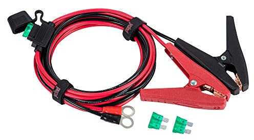 YCIND Battery Alligator Clips Clamp Clip-on to 3/8 Ring Eyelet Terminal Boost Cable Heavy Duty 30A Fuse 12V/24V 12AWG Cord 10Ft